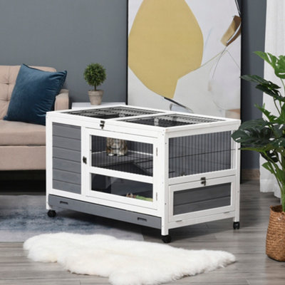 PawHut Wooden Pet House Elevated Rabbit Hutch Bunny Cage 102 x 60 x 63.5cm Price Comparisons | Compare The Build