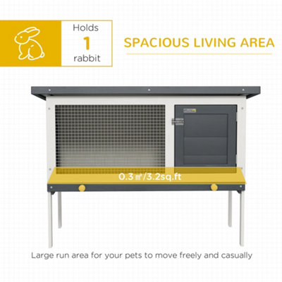 PawHut Wooden Rabbit Hutch Bunny Cage Openable Roof for Outdoor 90 x 45 ...