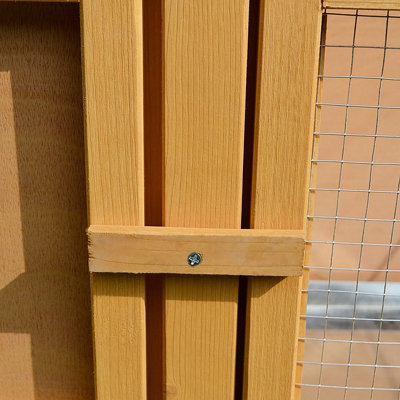 PawHut Wooden Rabbit Hutch Bunny Cage Outdoor Small Animal House w/ Hinged Top - 8