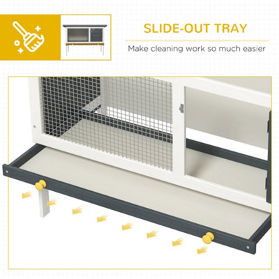 PawHut Wooden Rabbit Hutch Guinea Pig Hutch Bunny Cage Small Animal Habitat Openable Asphalt Roof for Outdoor Use 90 x 45 x 65 cm - 4