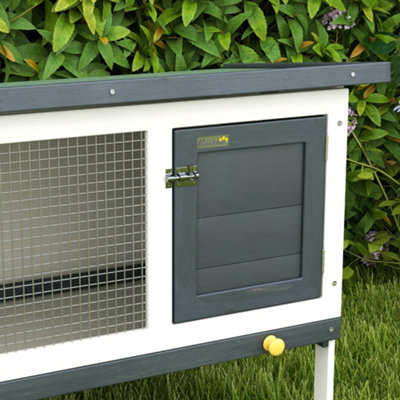 PawHut Wooden Rabbit Hutch Guinea Pig Hutch Bunny Cage Small Animal Habitat Openable Asphalt Roof for Outdoor Use 90 x 45 x 65 cm - 9