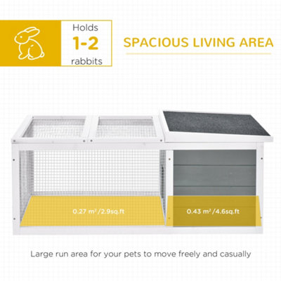 PawHut Wooden Rabbit Hutch Guinea Pig Small Animal Cage Rabbit Run Duck House Asphalt roof Indoor Outdoor 115 x 66 x 47.5 cm - 6