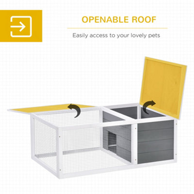 PawHut Wooden Rabbit Hutch Guinea Pig Small Animal Cage Rabbit Run Duck House Asphalt roof Indoor Outdoor 115 x 66 x 47.5 cm - 7
