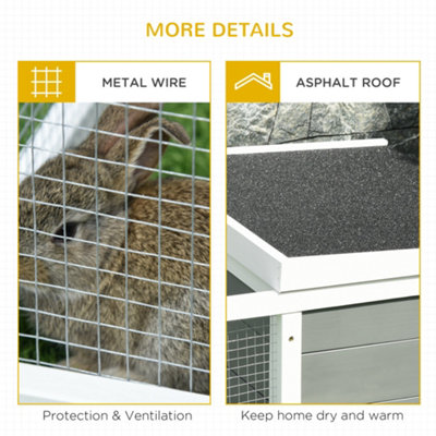 PawHut Wooden Rabbit Hutch Guinea Pig Small Animal Cage Rabbit Run Duck House Asphalt roof Indoor Outdoor 115 x 66 x 47.5 cm - 4