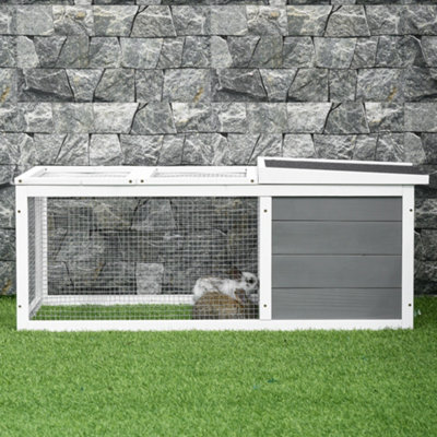 PawHut Wooden Rabbit Hutch Guinea Pig Small Animal Cage Rabbit Run Duck House Asphalt roof Indoor Outdoor 115 x 66 x 47.5 cm - 9