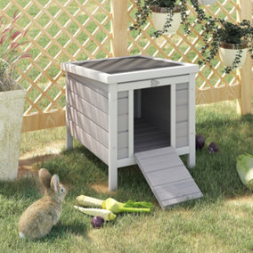 PawHut Wooden Rabbit Hutch Outdoor, Guinea Pig Hutch, Rabbit Hideaway, Cat House, Bunny Cage Small Animal House 51 x 42 x 43 cm