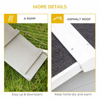 PawHut Wooden Rabbit Hutch Outdoor Large Guinea Pig Hutch Bunny Run Cage Pull Out Tray Small Animal House for Outdoor Grey - 5