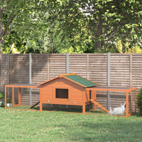 PawHut Wooden Rabbit Hutch Outdoor Run, Guinea Pig Hutch, Two-Storey Bunny House, Pet Habitat Animal Cage with Ramp
