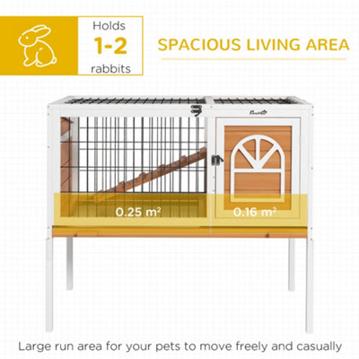 PawHut Wooden Rabbit Hutch, Small Animal House w/ Removable Tray ...