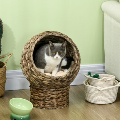 Grey wicker deals cat bed