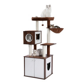 PAWZ Road All-in-One Cat Tree Multifunctional Modern Cat Tower High-Grade Wood Furniture AMT0094BN