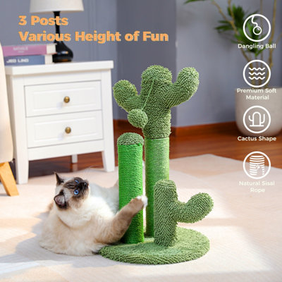 PAWZ Road Cactus Scratching Posts, Creative Cat Tree design, 3 Posts in 1 Set, Green, M 53cm AMT0066GN-HZ