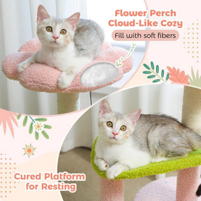 【ピンクの猫】　PARADYM 10.5 PAWZ Road Flower Cat Tree Pink 32 inch Small Cat Tower Cat
