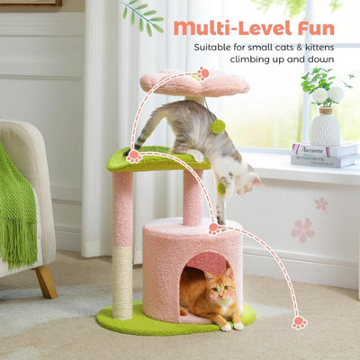 PAWZ Road Flower Cat Tree Pink 32 inch Small Cat Tower Cat