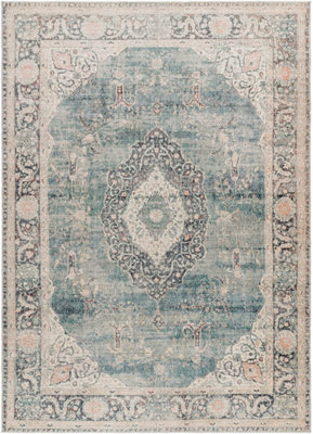 PAYAL Becki Owens x Livabliss Vintage Traditional Oriental Boho Ivory/Slate Area Rug 157 x 213 cm
