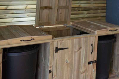 Paythorne Dustbin Store Triple - Timber - L64 x W180.5 x H88 cm - 4