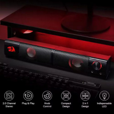 PC Gaming Speakers 2.0 Channel Compact Desktop Sound Bar with Deep Bass ...