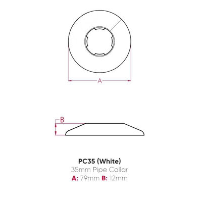 PC35 Talon Pipe Collars Covers 35mm White 5 Pack