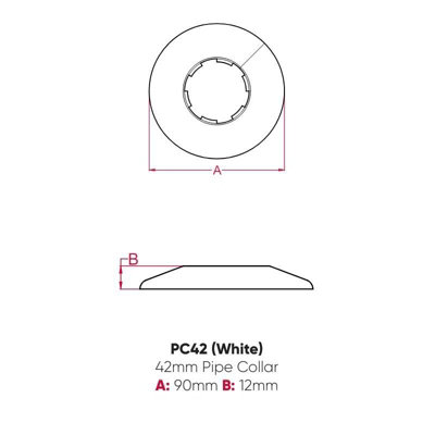PC42 Talon Waste Pipe Collars Covers 42mm White 5 Pack