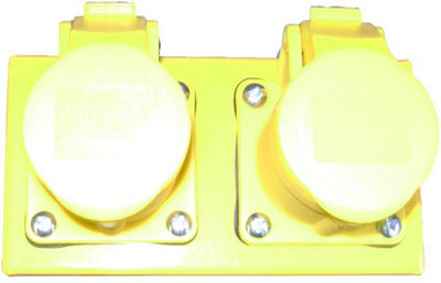 PCE - 16A, 110V, 2x Panel Mount CEE Sockets, 2P+E, Yellow, IP44