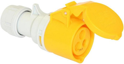 PCE - 16A, 110V, Cable Mount CEE Socket, 2P+E, Yellow, IP44