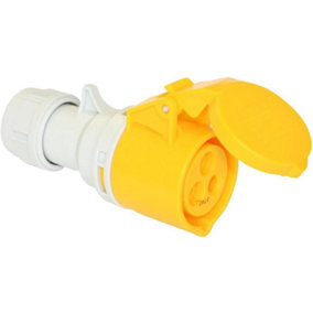 PCE - 16A, 110V, Cable Mount CEE Socket, 2P+E, Yellow, IP44