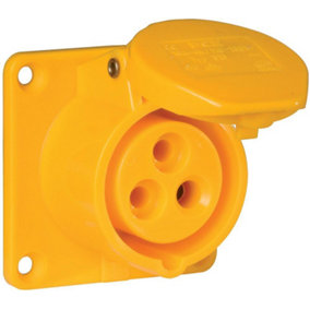 PCE - 16A, 110V, Panel Mount CEE Socket, 2P+E, Yellow, IP44