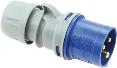 PCE - 16A, 230V, Cable Mount CEE Plug, 2P+E, Blue, IP44