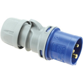 PCE - 16A, 230V, Cable Mount CEE Plug, 2P+E, Blue, IP44