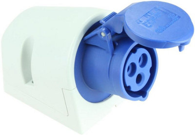 PCE - 16A, 230V, Surface Mount CEE Socket, 2P+E, Blue, IP44