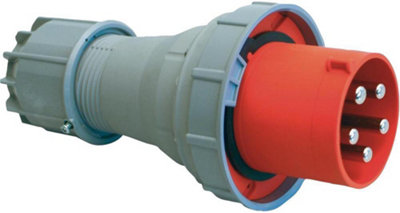 PCE - 63A, 400V, Cable Mount CEE Plug, 3P+N+E, Red, IP67