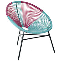 PE Rattan Accent Chair Blue and Pink ACAPULCO
