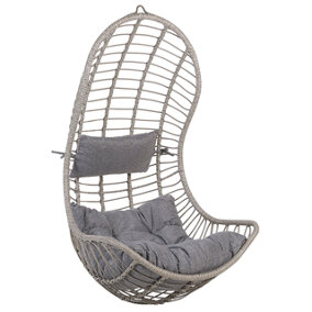 PE Rattan Hanging Chair Grey PINETO