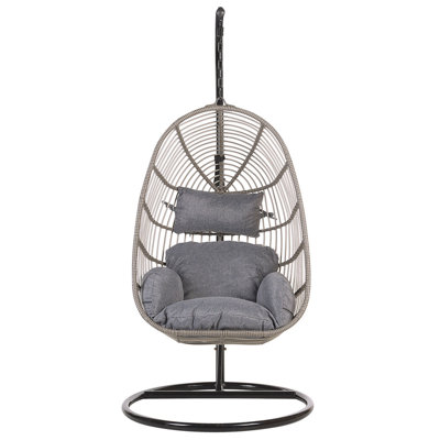 PE Rattan Hanging Chair with Stand Grey CASOLI