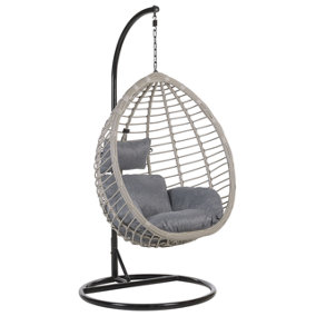 PE Rattan Hanging Chair with Stand Grey TOLLO