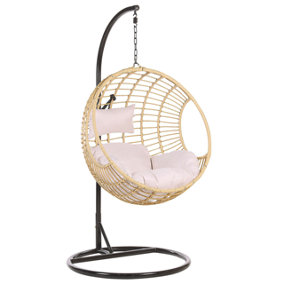 PE Rattan Hanging Chair with Stand Natural ASPIO