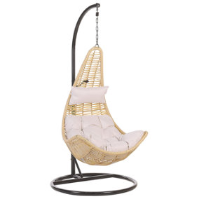 PE Rattan Hanging Chair with Stand Natural ATRI II