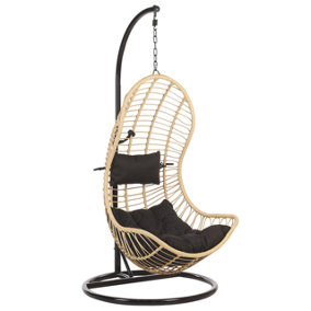 PE Rattan Hanging Chair with Stand Natural PINETO