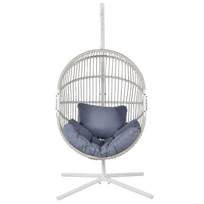 PE Rattan Hanging Chair with Stand White ACRI