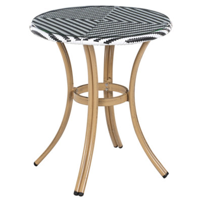 PE Rattan Round Garden Table 70 cm Black and White Pattern RIFREDDO ...