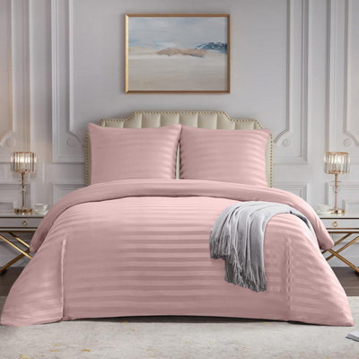 Peach Duvet Covet Set Single Double King Super King Size Bed Egyptian Stripe Quilt Covers With Pillowcase