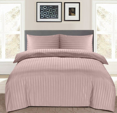 Peach Duvet Covet Set Single Double King Super King Size Bed Egyptian Stripe Quilt Covers With Pillowcase