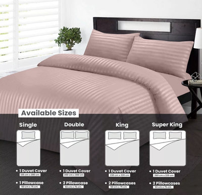 Peach Duvet Covet Set Single Double King Super King Size Bed Egyptian Stripe Quilt Covers With Pillowcase
