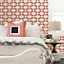 Peach Geometric Wallpaper Fine Decor Retro Red White Paste The Wall
