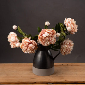 Peach Peony Rose Artificial Flower - Plastic - L15 x W20 x H58 cm - Orange