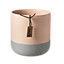 Peach Two Tone Indoor Ceramic Plant Pot with Cement Base - H12.3 cm