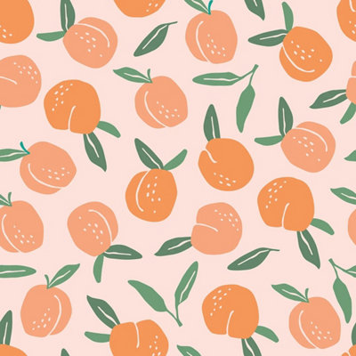 Peaches and Cream Wallpaper in Peach and Green