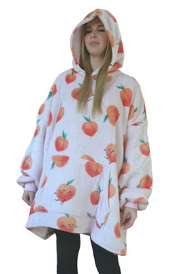 Peaches Pink Sherpa Hoodie Hooded Blanket Cosy Throw