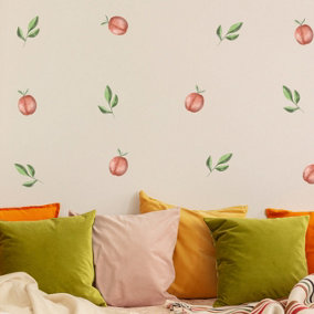 Peachy Peach Wall Stickers - mixed set of Peaches & Leaves