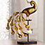 Peacock Design Tealight Holder - Elegant Gold Candleholder Home Tabletop Decoration with Gemstones - Measures H40cm x 32cm